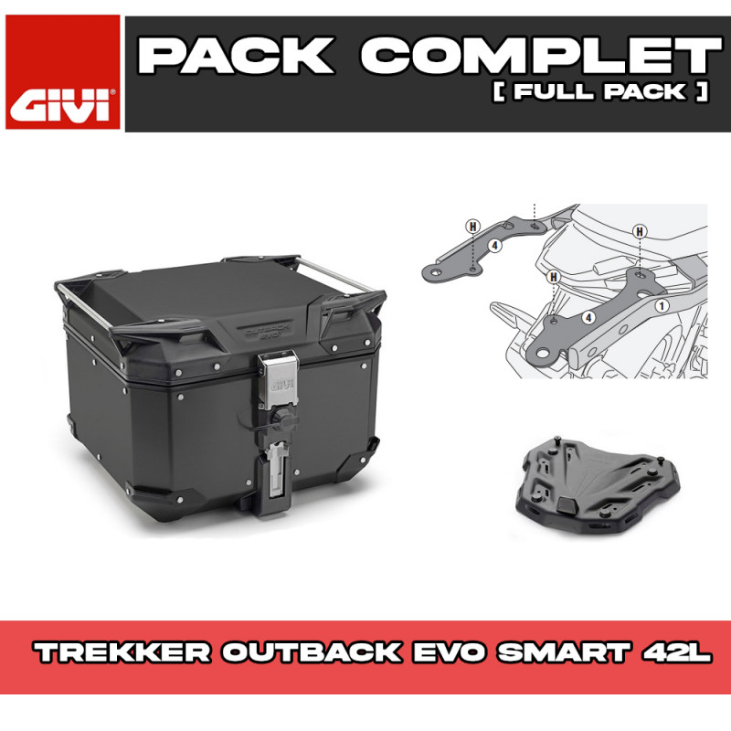 PACK-SR1171-OBKEV42B : Givi Trekker Outback Evo Smart 42L Black Top-Case Pack Honda NX500